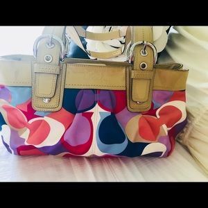 Multi Color SoHo Coach Madison Graphic Satchel Bag Purse